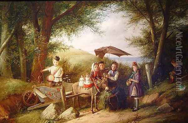 A Day in the Country Oil Painting - Charles Hunt