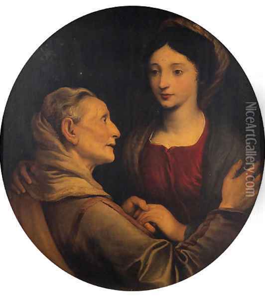 The Visitation Oil Painting - Giovanni Bernardo Carbone