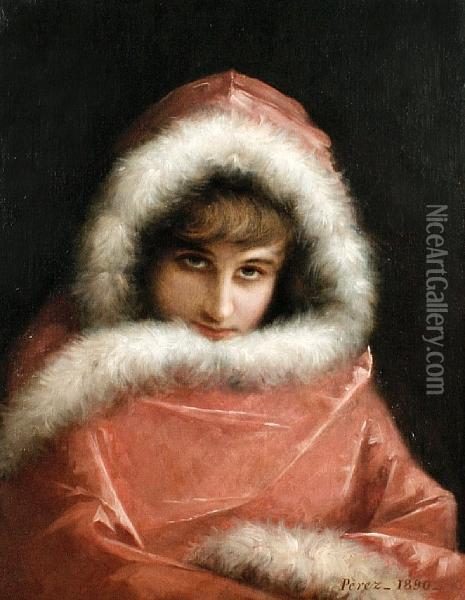 A Cloaked Beauty Oil Painting - Alonso Perez