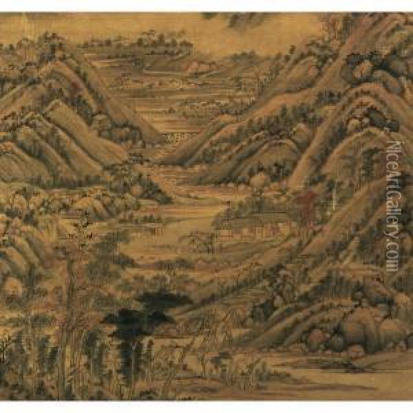 Autumn Mountain Oil Painting - Wang Shimin