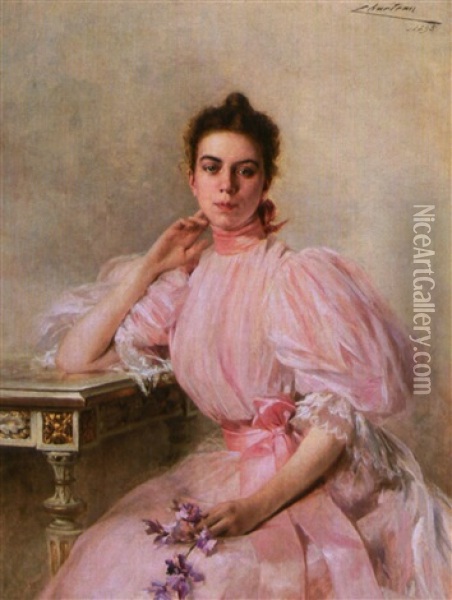 Portrait Of Elizabeth Alvina Hyde Oil Painting - Theobald Chartran