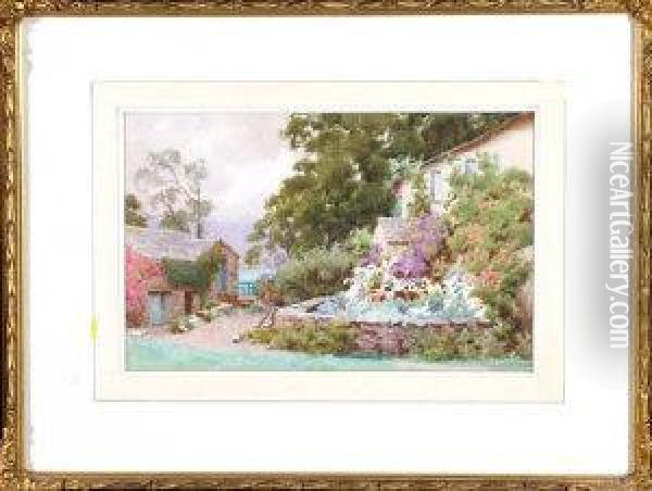 A Garden In Summer Oil Painting - John Barlow Wood