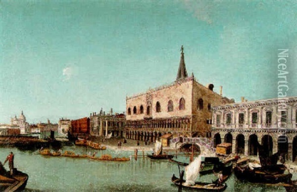 A View Of The Doge's Palace With Santa Maria Della Salute Oil Painting - Luca Carlevarijs