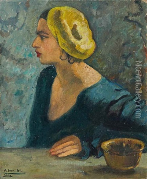 Untitled (self Portrait) Oil Painting - Amrita Sher-Gil