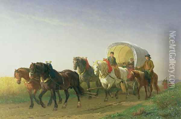 The Covered Wagon, 1868 Oil Painting - Charles Philogene Tschaggeny