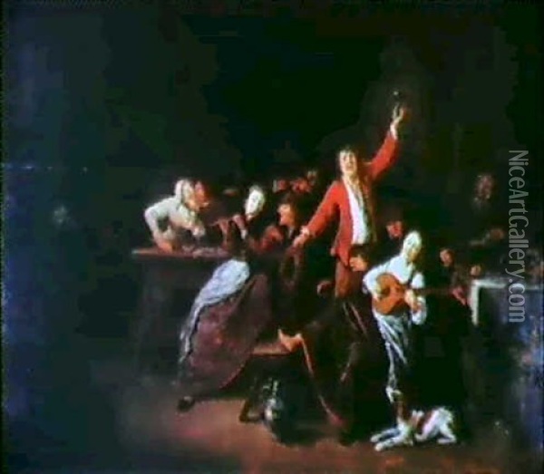 Scene De Cabaret Au Joyeux Buveur Oil Painting - Jan Miense Molenaer