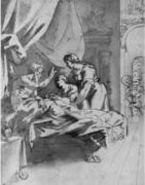 Jacob Et Esau Oil Painting - Nicolo Martinelli Da Pesaro Il Trometta