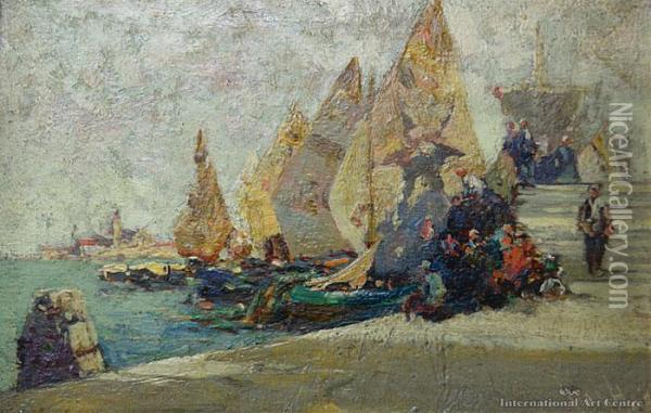 Venetian Sails Oil Painting - George Charles Haite