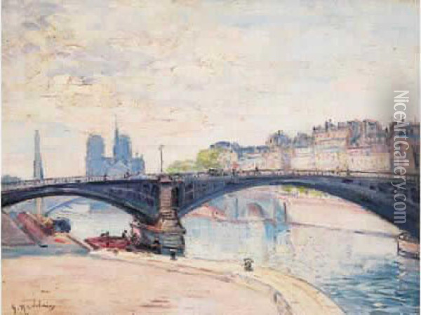 Le Pont Sully Et Notre-dame Oil Painting - Gustave Madelain