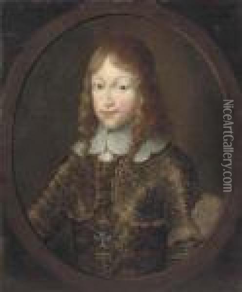 Portrait Of A Gentleman, Half-length, In Armour Oil Painting - Pierre Le Romain I Mignard