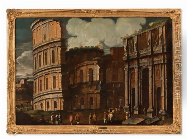 Capriccio With The Colosseum Oil Painting - Viviano Codazzi