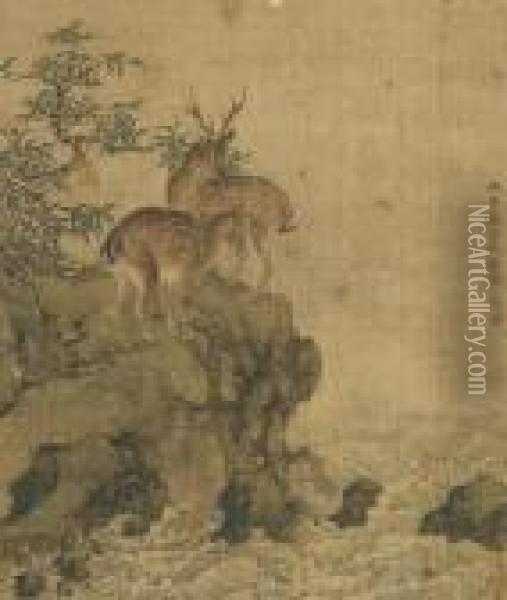 Deers Oil Painting - Shen Quan