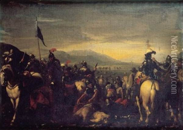 Cavaliers Victorieux Apres Une Bataille Oil Painting - Jacques Courtois