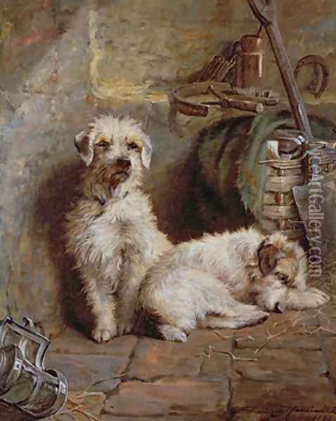 Stablemates 1898 Oil Painting - John Fitz Marshall