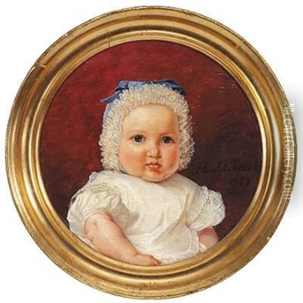 Portraet Af Den Naesten Etarige Comtesse Agnes Henriette Hermine Emma Lerche Oil Painting - Elisabeth Anna Maria Jerichau-Baumann