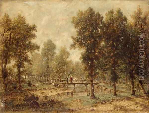 Landscape with a Bridge Oil Painting - Theodore Rousseau