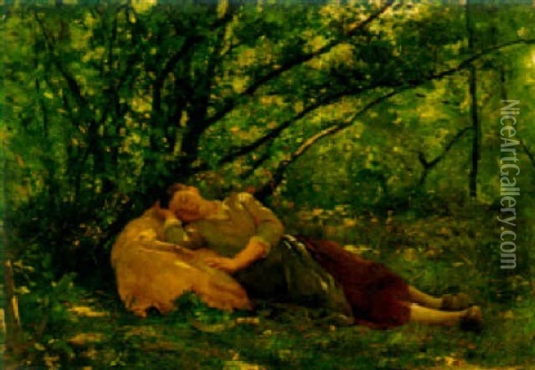 An Afternoon Nap Oil Painting - Modeste (Max) Carlier