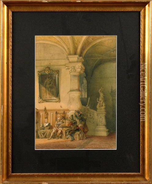 Historisk Scen Oil Painting - Fredrik Wilhelm Scholander