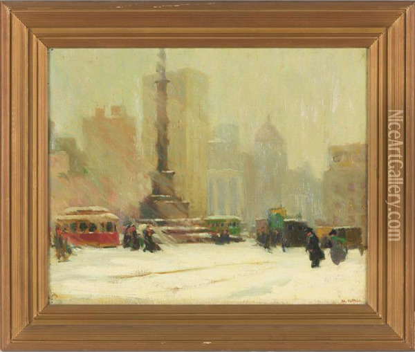 City Scene Oil Painting - George L. Tuthill