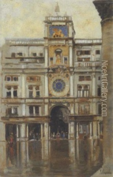 Venezia, La Torre Dell'orologio Oil Painting - Vincenzo Caprile