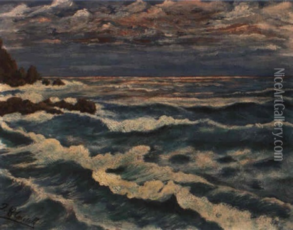 El Mar Oil Painting - Joaquin Clausell