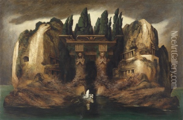 Toteninsel (after Arnold Bocklin) Oil Painting - Karl Wilhelm Diefenbach
