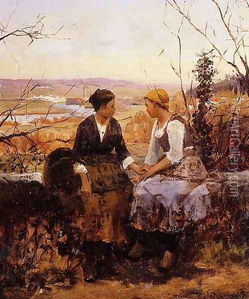 The Two Friends Oil Painting - Daniel Ridgway Knight