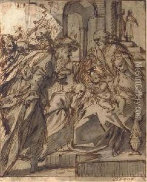The Adoration Of The Kings Oil Painting - Giovanni Andrea Sirani