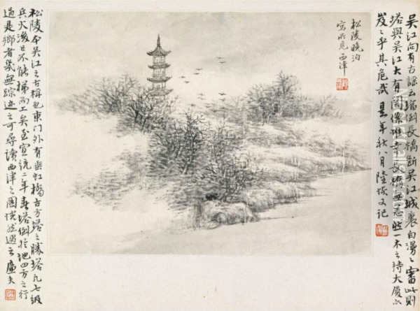 Landscape After Ancient Masters Oil Painting - Gu Linshi