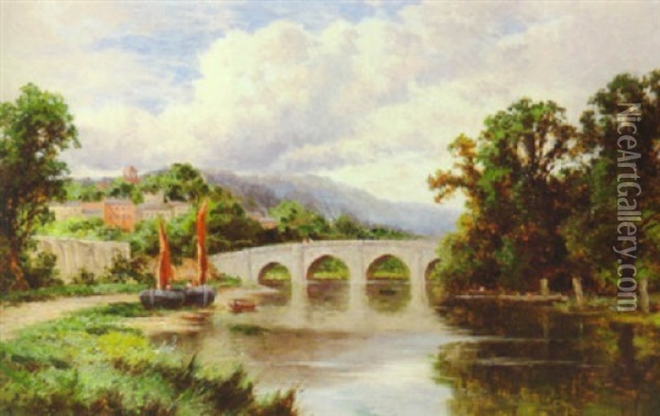 Richmond Bridge Oil Painting - Henry H. Parker