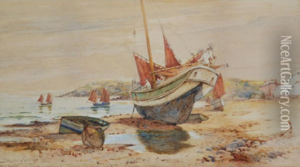 'preparing The Boats' Oil Painting - John Clayton Adams