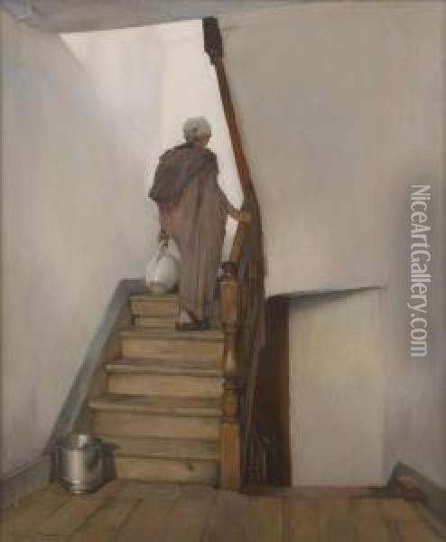 Le Vieil Escalier Oil Painting - Firmin Baes