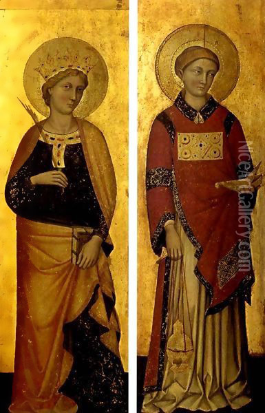 Saint Giustina and Saint Lawrence Oil Painting - Konrad von Soest