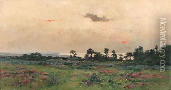 Sunset over the meadow Oil Painting - Pierre-Emmanuel Damoye