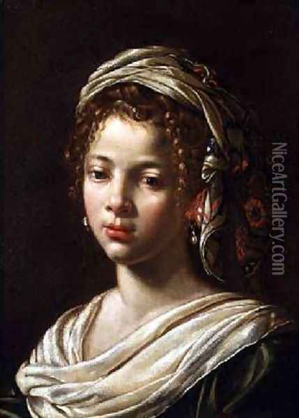 Head of a Girl Oil Painting - Claude Mellan