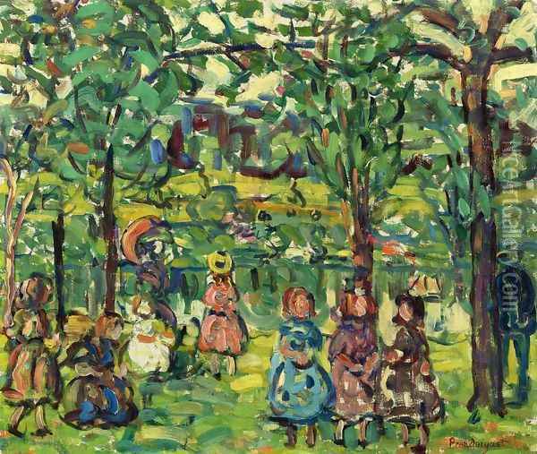 Children In The Park Oil Painting - Maurice Brazil Prendergast