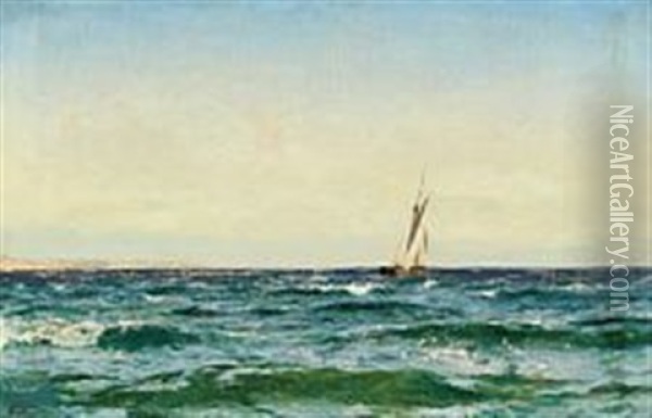 Seascape With With Sailing Ship On A Port Tack Oil Painting - Carl Johann Neumann