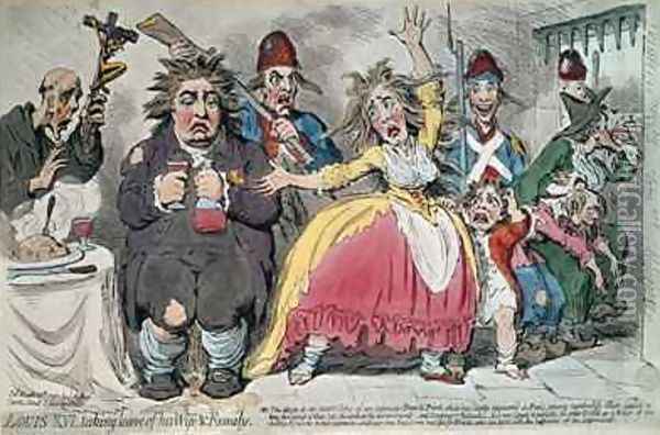 Louis XVI 1754-93 Taking Leave of his Wife and Family Oil Painting - James Gillray