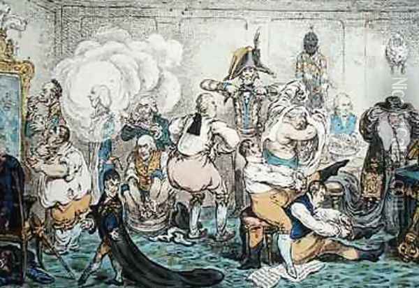 Making Decent ie Broad bottomites Getting into the Grand Costume Oil Painting - James Gillray
