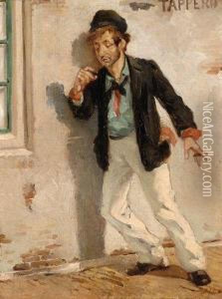 The Drunken Workman Oil Painting - Albertus Jacobus Sap Van Drenthe