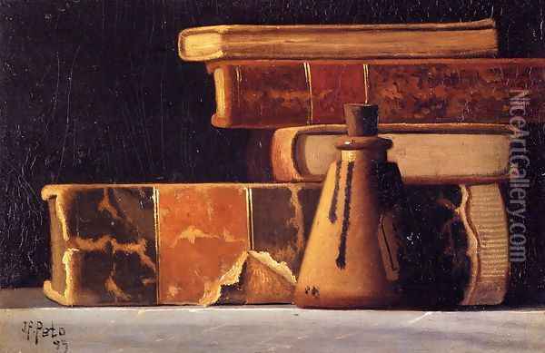 Still Life with Books and Inkwell Oil Painting - John Frederick Peto