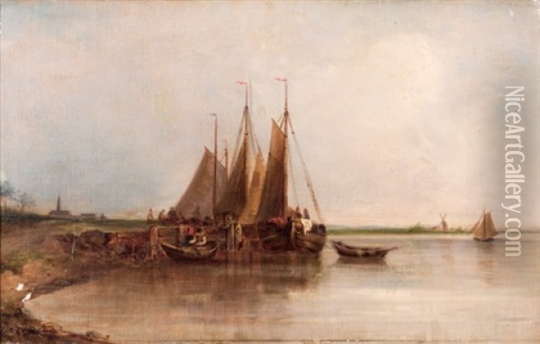 Navegando Por El Canal Oil Painting - Jules Achille Noel