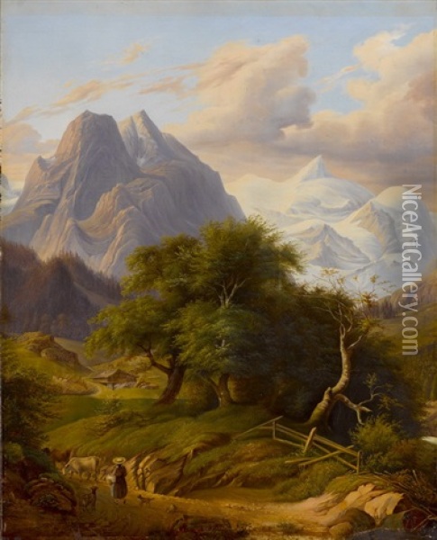 Ansicht Des Well- Und Wetterhorns Oil Painting - Joseph Anton Koch
