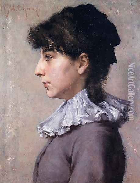 Portrait of Virginia Gerson Oil Painting - William Merritt Chase