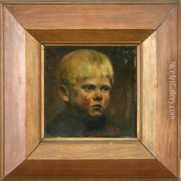 Portrait Of A Blond Boy Oil Painting - Valdemar Magaard