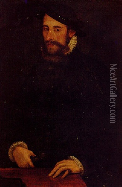 Portrait Of Edward Seymour, Duke Of Somerset, Three-quarter-length, Wearing The Order Of Garter Oil Painting - Hans Eworth
