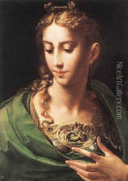 Pallas Athene c. 1539 Oil Painting - Girolamo Francesco Maria Mazzola (Parmigianino)