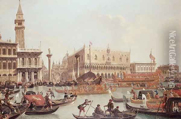View of the Doge's Palace and the Piazzetta, Venice Oil Painting - Giuseppe Bernardino Bison
