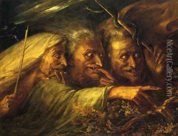 The Three Witches from MacBeth Oil Painting - Alexandre-Marie Colin