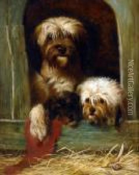 Kennel Companions Oil Painting - Herbert William Weekes